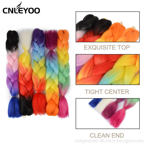 Factory 4-Tone Jumbo Braid Hair 24 Inch 32 Inch 41 Inch High Temperature Fiber Colorful Jumbo Braiding Hair Extension